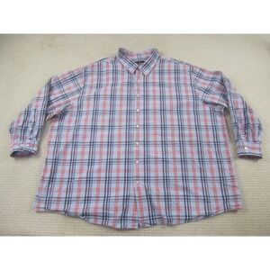 Synrgy Shirt Mens 4XL Blue Red Plaid Button Down Long Sleeve Cotton Big & Tall